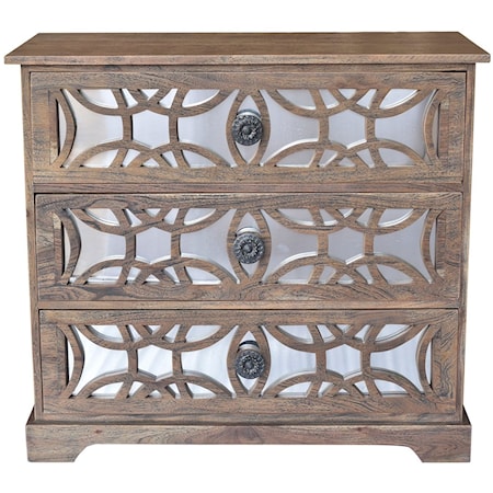 Bengal Manor Dark Mango Wood 3 Drawer Fretwo